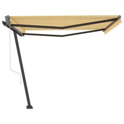 vidaXL Toldo de pie automático amarillo y blanco 450x300 cm
