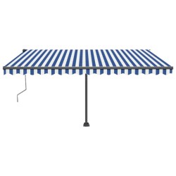 vidaXL Toldo automático LED sensor de viento azul y blanco 400x350 cm