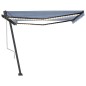 vidaXL Toldo automático LED sensor de viento azul y blanco 400x350 cm vidaXL Toldo automático LED sensor de viento azul y blanco 400x350 cm