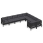 vidaXL Muebles de jardín 9 piezas y cojines negro madera de pino vidaXL Muebles de jardín 9 piezas y cojines negro madera de pino