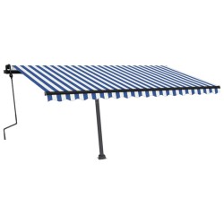 vidaXL Toldo manual retráctil con LED azul y blanco 450x300 cm