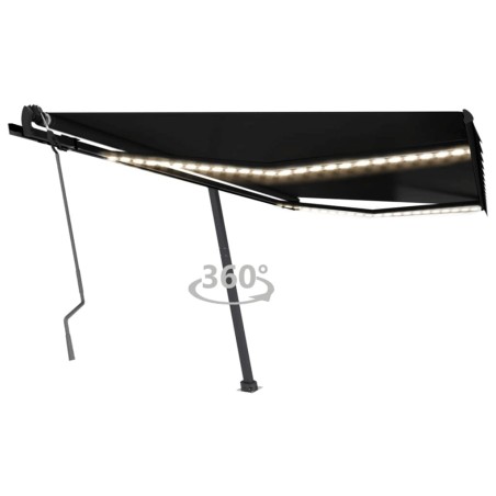 vidaXL Toldo manual retráctil con LED gris antracita 450x350 cm