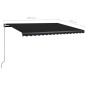 vidaXL Toldo manual retráctil con LED gris antracita 450x350 cm