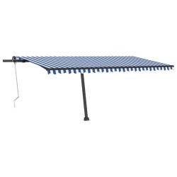 vidaXL Toldo automático LED sensor de viento azul y blanco 500x350 cm