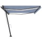 vidaXL Toldo automático LED sensor de viento azul y blanco 500x350 cm vidaXL Toldo automático LED sensor de viento azul y blanco 500x350 cm