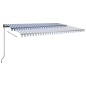 vidaXL Toldo automático LED sensor de viento azul y blanco 500x350 cm vidaXL Toldo automático LED sensor de viento azul y blanco 500x350 cm