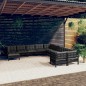 vidaXL Muebles de jardín 11 pzas y cojines negro madera de pino vidaXL Muebles de jardín 11 pzas y cojines negro madera de pino