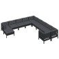 vidaXL Muebles de jardín 11 pzas y cojines negro madera de pino vidaXL Muebles de jardín 11 pzas y cojines negro madera de pino
