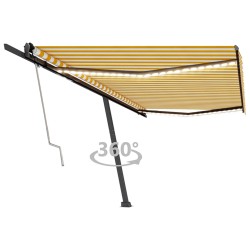 vidaXL Toldo automático LED sensor de viento amarillo blanco 500x350cm