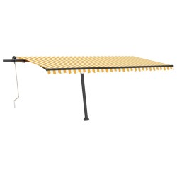 vidaXL Toldo automático LED sensor de viento amarillo blanco 500x350cm