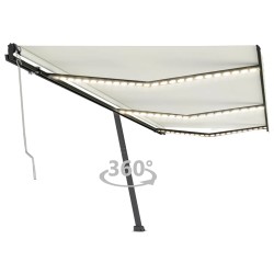 vidaXL Toldo automático con LED sensor de viento crema 600x350 cm