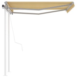 vidaXL Toldo retráctil automático con postes amarillo y blanco 3x2,5 m