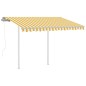vidaXL Toldo retráctil automático con postes amarillo y blanco 3x2,5 m vidaXL Toldo retráctil automático con postes amarillo y blanco 3x2,5 m