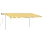 vidaXL Toldo retráctil manual con postes amarillo y blanco 5x3,5 m vidaXL Toldo retráctil manual con postes amarillo y blanco 5x3,5 m