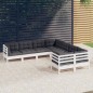 vidaXL Muebles de jardín 8 pzas y cojines blanco madera maciza de pino vidaXL Muebles de jardín 8 pzas y cojines blanco madera maciza de pino