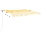 vidaXL Toldo manual retráctil con postes amarillo y blanco 4x3,5 m vidaXL Toldo manual retráctil con postes amarillo y blanco 4x3,5 m