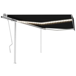 vidaXL Toldo manual retráctil con LED gris antracita 4x3,5 m