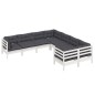 vidaXL Muebles de jardín 8 pzas y cojines blanco madera maciza de pino vidaXL Muebles de jardín 8 pzas y cojines blanco madera maciza de pino