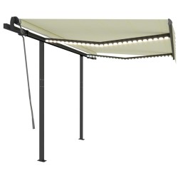 vidaXL Toldo manual retráctil con LED crema 3x2,5 m