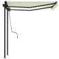 vidaXL Toldo manual retráctil con LED crema 3x2,5 m