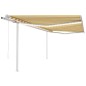 vidaXL Toldo automático LED sensor de viento amarillo blanco 4,5x3,5 m vidaXL Toldo automático LED sensor de viento amarillo blanco 4,5x3,5 m