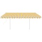 vidaXL Toldo automático LED sensor de viento amarillo blanco 4,5x3,5 m vidaXL Toldo automático LED sensor de viento amarillo blanco 4,5x3,5 m