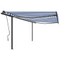 vidaXL Toldo manual retráctil con LED azul y blanco 4,5x3 m vidaXL Toldo manual retráctil con LED azul y blanco 4,5x3 m