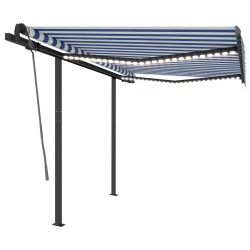 vidaXL Toldo manual retráctil con LED azul y blanco 3,5x2,5 m