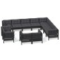 vidaXL Muebles de jardín 12 pzas y cojines negro madera maciza de pino vidaXL Muebles de jardín 12 pzas y cojines negro madera maciza de pino
