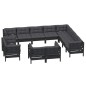 vidaXL Muebles de jardín 12 pzas y cojines negro madera maciza de pino vidaXL Muebles de jardín 12 pzas y cojines negro madera maciza de pino