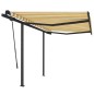 vidaXL Toldo automático retráctil con postes amarillo blanco 3,5x2,5 m vidaXL Toldo automático retráctil con postes amarillo blanco 3,5x2,5 m