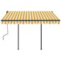 vidaXL Toldo automático retráctil con postes amarillo blanco 3,5x2,5 m vidaXL Toldo automático retráctil con postes amarillo blanco 3,5x2,5 m