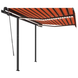 vidaXL Toldo automático LED sensor de viento naranja y marrón 3,5x2,5m