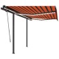 vidaXL Toldo automático LED sensor de viento naranja y marrón 3,5x2,5m vidaXL Toldo automático LED sensor de viento naranja y marrón 3,5x2,5m