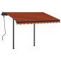 vidaXL Toldo automático LED sensor de viento naranja y marrón 3,5x2,5m vidaXL Toldo automático LED sensor de viento naranja y marrón 3,5x2,5m