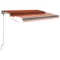 vidaXL Toldo automático LED sensor de viento naranja y marrón 3,5x2,5m vidaXL Toldo automático LED sensor de viento naranja y marrón 3,5x2,5m