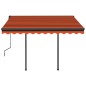 vidaXL Toldo automático LED sensor de viento naranja y marrón 3,5x2,5m vidaXL Toldo automático LED sensor de viento naranja y marrón 3,5x2,5m