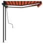 vidaXL Toldo automático LED sensor de viento naranja y marrón 3,5x2,5m vidaXL Toldo automático LED sensor de viento naranja y marrón 3,5x2,5m
