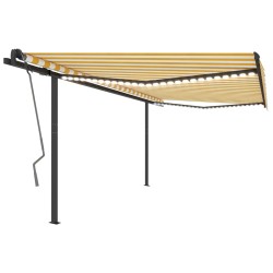 vidaXL Toldo manual retráctil con LED amarillo y blanco 4,5x3 m