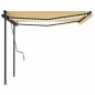 vidaXL Toldo manual retráctil con LED amarillo y blanco 4,5x3 m vidaXL Toldo manual retráctil con LED amarillo y blanco 4,5x3 m