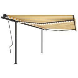 vidaXL Toldo automático LED sensor de viento amarillo y blanco 4x3,5 m