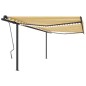 vidaXL Toldo automático LED sensor de viento amarillo y blanco 4x3,5 m vidaXL Toldo automático LED sensor de viento amarillo y blanco 4x3,5 m