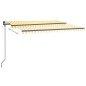 vidaXL Toldo automático LED sensor de viento amarillo y blanco 4x3,5 m vidaXL Toldo automático LED sensor de viento amarillo y blanco 4x3,5 m