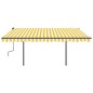 vidaXL Toldo automático LED sensor de viento amarillo y blanco 4x3,5 m vidaXL Toldo automático LED sensor de viento amarillo y blanco 4x3,5 m