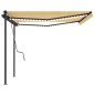 vidaXL Toldo automático LED sensor de viento amarillo y blanco 4x3,5 m vidaXL Toldo automático LED sensor de viento amarillo y blanco 4x3,5 m