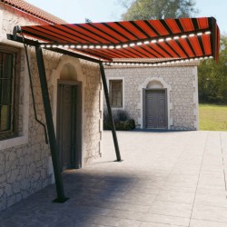 vidaXL Toldo automático LED sensor de viento naranja y marrón 4,5x3 m