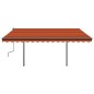 vidaXL Toldo automático LED sensor de viento naranja y marrón 4,5x3 m vidaXL Toldo automático LED sensor de viento naranja y marrón 4,5x3 m