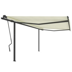 vidaXL Toldo retráctil automático con postes crema 4x3,5 m