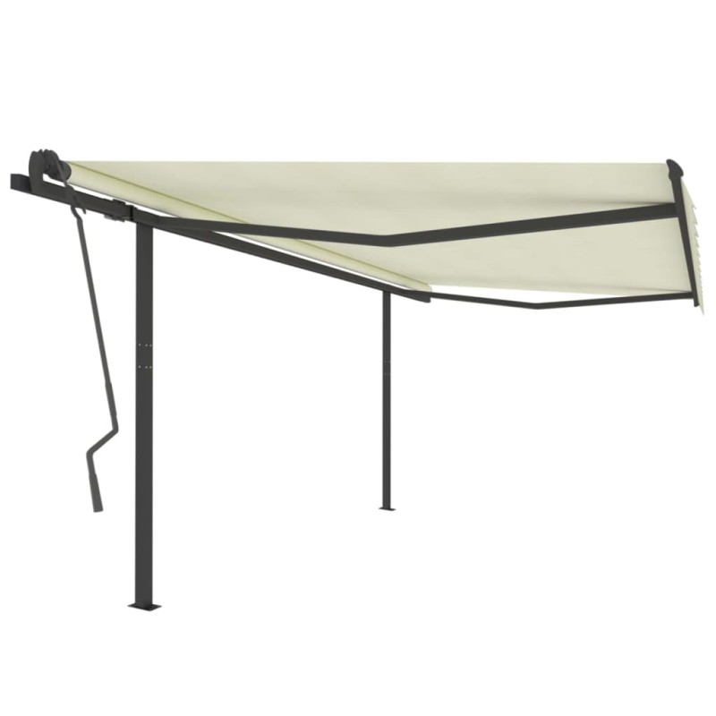 vidaXL Toldo retráctil automático con postes crema 4x3,5 m vidaXL Toldo retráctil automático con postes crema 4x3,5 m