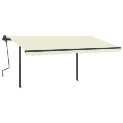 vidaXL Toldo retráctil automático con postes crema 4x3,5 m